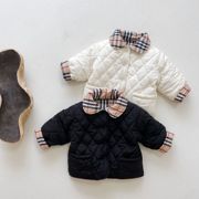 婴幼儿冬装0-3岁宝宝纯色风，衣夹棉外套拼色格子洋气婴童上衣外套