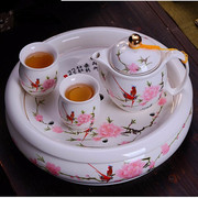 景德镇粉彩水点桃花茶具套装功夫瓷器整套家用陶瓷茶壶茶杯带茶盘