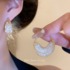 轻奢金丝网状水晶耳圈耳环，小众设计感耳饰高级2023网红耳坠女