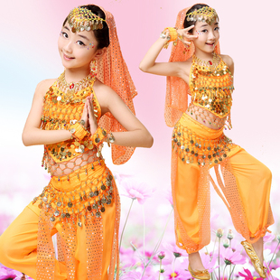 印度舞服装女儿童少儿肚皮舞演出服套装民族新疆舞天竺表演服