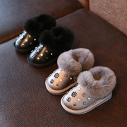 铆钉雪地靴水钻短靴，女童靴子雪地靴，1-3-6岁宝宝鞋韩版童鞋