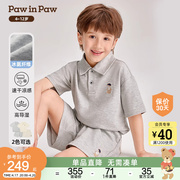 pawinpaw卡通小熊童装24夏季男童，休闲polo领短袖套装