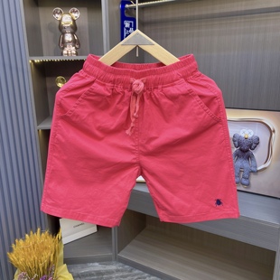 夏季韩版糖果色刺绣短裤，休闲修身百搭五分裤，子男女同款沙滩裤