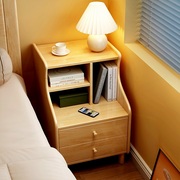 白色实木床头柜简约现代小户型，储物收纳夹缝，儿童65床边置物43cm40