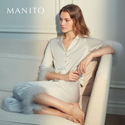 MANITO/曼尼陀Diva羽毛睡衣套装真丝两件套桑蚕丝春夏季