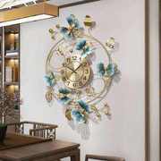 新中式家用时尚创意时钟客厅轻奢艺术挂钟餐厅钟表蝴蝶兰装饰挂.j