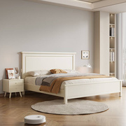 白色全实木床现代简约美式轻奢1.8米双人主卧婚床1.5工厂