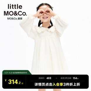 littlemoco童装春秋装，女童娃娃领长袖连衣裙儿童，裙子公主裙洋气