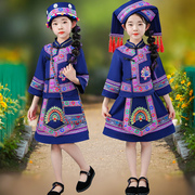 广西三月三民族服装儿童少数壮族，女童幼儿园演出表演舞蹈服饰