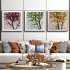 纯手绘现代简约抽象刻发财树三联立体有框客厅卧室沙发装饰油画