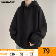 VIISHOW连帽卫衣男麂皮重磅硬挺美式高街宽松春秋潮牌oversize