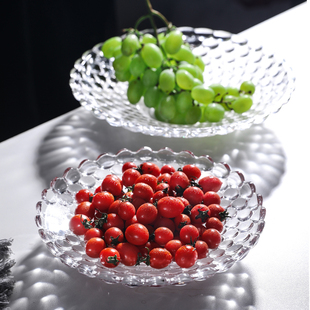 创意简约水果盘玻璃水晶透明现代家用客厅茶几零食干果盘个性精致