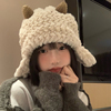小羊帽子女秋冬季韩版可爱毛绒雷锋帽显脸小保暖加厚护耳帽大头围