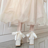 仙女风白色玛丽珍单鞋女夏2023小众设计粗跟法式少女高跟凉鞋