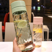 韩版创意带茶隔塑料杯日式简约清新随手杯子，防漏户外学生情侣茶杯