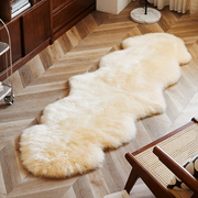 小沙整张羊皮奶油色纯羊毛，沙发垫羊毛地毯椅垫，卧室床边地毯客厅垫