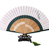 杭州王星记扇子中国风古典水墨，漆边二节棉布扇女式折扇工艺扇
