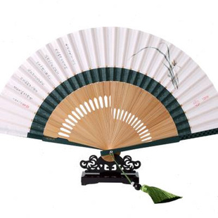 高档杭州王星记扇子中国风古典水墨，漆边二节棉布扇女式折扇工艺礼