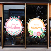 商场玻璃门橱窗静电装饰母亲节花环贴画服装鲜花首饰店铺布置贴纸