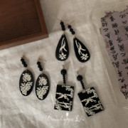 「兰亭集序」贝壳浮雕古风，仙鹤新中式复古高级感亚克力耳环耳夹