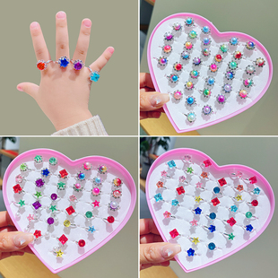 儿童戒指小公主水晶配饰女童，钻石水钻宝石，玩具首饰彩钻饰品礼物