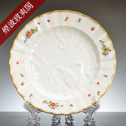 德国MEISSEN梅森瓷器 天鹅系列 彩绘浮雕描金小花 赏盘 小食盘