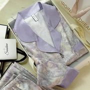 紫色睡衣女春秋冰丝长袖薄款性感韩版可爱夏季两件套装可外穿
