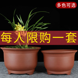 宜兴特大号紫砂兰花盆，盆景君子兰绿萝陶瓷，陶盆阳台种菜盆