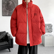 新龙年(新龙年)大红色立领，面包服男潮冬季羽绒保暖棉衣宽松外套mf9576p90