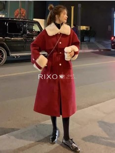 RIXO EXIT法式中长款收腰毛呢外套女冬季显瘦高级感加绒妮子大衣
