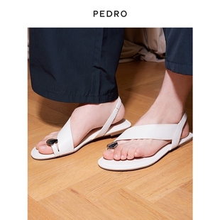 pedro夹趾凉鞋，24夏季金属装饰舒适平底凉拖女鞋pw1-65490173-4