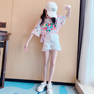 女童夏装短袖t恤2024韩版洋气中大童夏季网红中长款半袖上衣