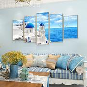 网红地中海画风蓝色挂画海景背景墙壁画餐厅卧室组合画客格厅装饰