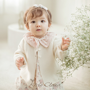 KIDSCLARA韩国婴儿针织衫外套2024早春洋气女宝宝长袖上衣外出服