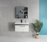 意式浴室柜组合洗脸盆岩板陶瓷灰色卫浴柜不锈钢门板卧室智能化妆