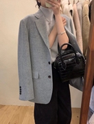 秋冬款韩国订单，高品浅灰色羊绒西装外套，女杭州发