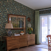 美式田园壁纸壁布，2022客厅卧室电视背景墙，复古墨绿色碎花墙纸