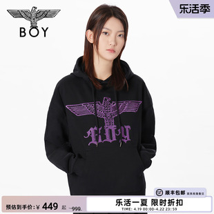 紫霞仙子BOYLONDON冬情侣款长袖暗紫色肌理感连帽卫衣N04901