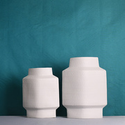 花瓶家居陶瓷摆件，中式简约现代风格--极简菱形扁瓶两件套