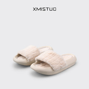 XMISTUO毛毛拖鞋女冬季2024室内家居家用保暖厚底防滑棉拖鞋