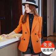 今年流行橙色西装外套女秋冬季2024高级感炸街小个子女士西服