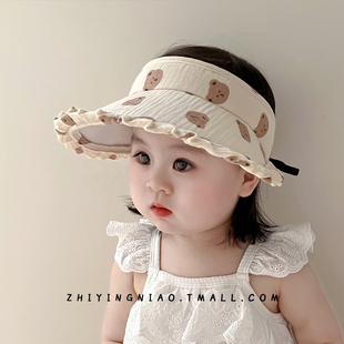 婴儿帽子夏季防晒帽可爱超萌儿童防紫外线遮阳空顶帽女宝宝太阳帽