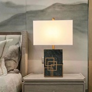 现代新中式银白龙大理石，台灯北欧设计师，样板房酒店客厅卧室床头灯