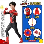 蜘蛛侠紧身衣儿童夏套装(夏套装，)连体cosplay服装，男孩英雄远征盾牌光棒