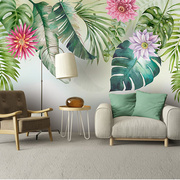 北欧风格定制家装壁画热带雨林植物壁纸客厅卧室沙发电视背景墙纸