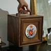 北美黑胡桃实木桌面收纳盒中式复古手提抽屉式木质化妆盒首饰盒