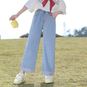大童女牛仔裤九分裤夏季少女学院风直筒薄款青少年学生初中生裤子