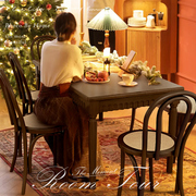 美式全实木餐桌中古风小户型，家用现代简约法式复古长方形吃饭桌子