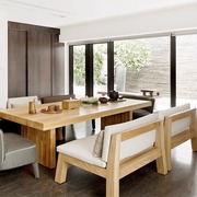 原木风餐桌茶桌书桌简约全实木客厅，家用白蜡木长方形大板吃饭桌子