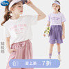 迪士尼女童套装2024夏季儿童短袖短裤，两件套中大童洋气夏装